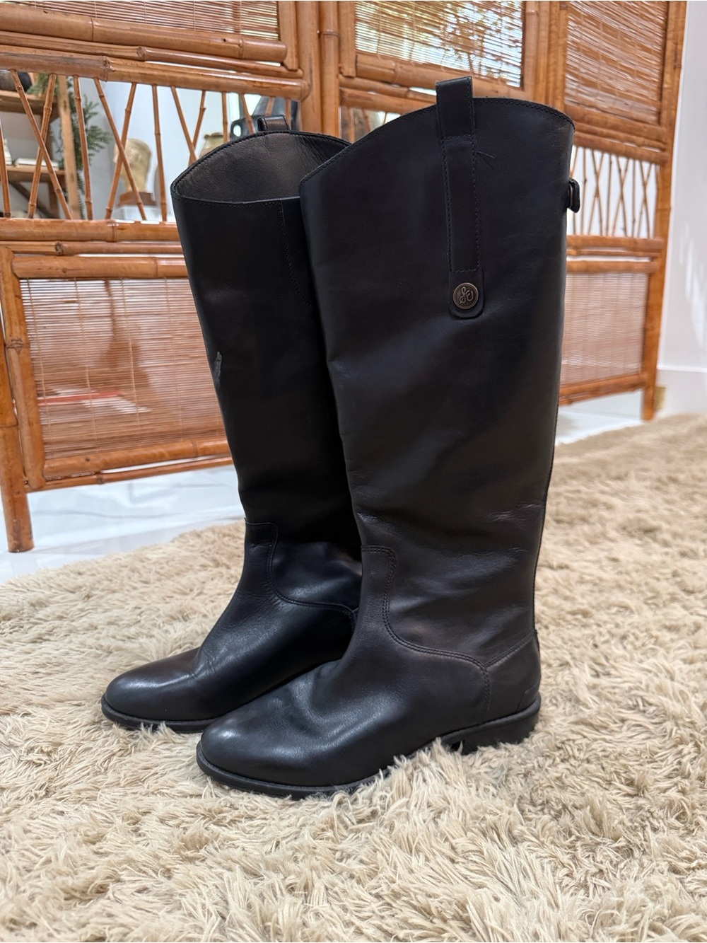 Sam Edelman Black Leather Knee-High Riding Boots